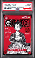 One Piece Card Game Monkey D. Luffy Magazine Promo Vol. 20 PSA10 JP
