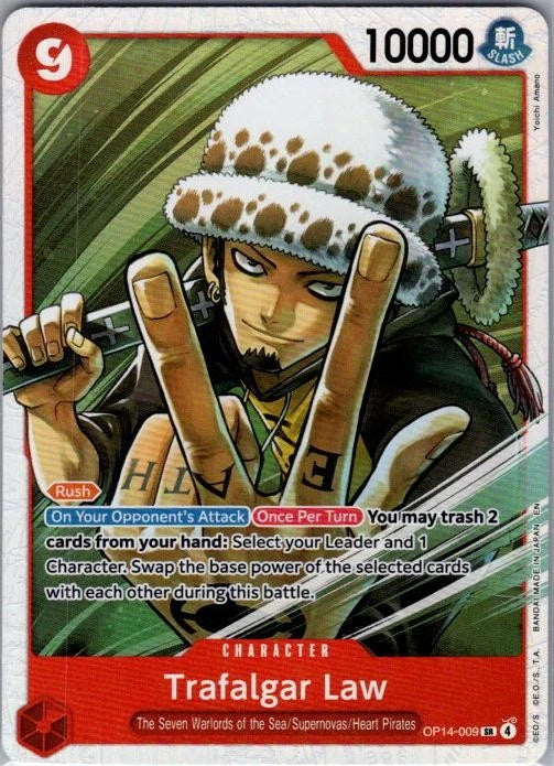 One Piece TCG Trafalgar Law SR OP14-009 Azure Sea's Seven NM